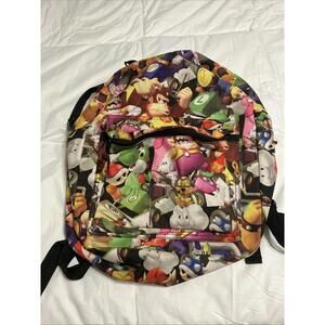 Nintendo Mario School Backpack Book Bag Luigi Kong All Character Printed 16" GUC